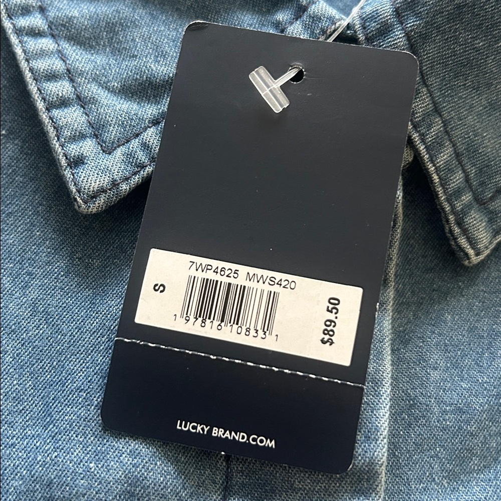 NWT Womens Lucky Brand Indigo Chambray Button Down Shirt - Picture 5 of 7